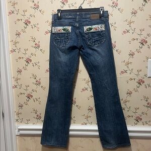 Women’s Vigoss Blue Boot Cut Jeans with Floral Embroidery Size 5/6